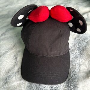 Adult Disney Parks Minnie Mouse Hat with Red Bow & Polka Dot Ears